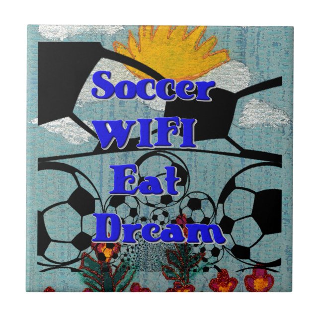 WIFI Eat Dream - Roligt Sports Art Print Kakelplatta (Framsidan)