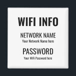 WiFi-information Enkel svart, typografiskt vit Magnet<br><div class="desc">Ett praktiskt sätt att behålla din WiFi-information att alltid lämna för besökare till ditt hem, med detta Magnet för kylskåpet, med förenklad svart typografi på vit bakgrund. Anpassa enkelt din egen nätverksinformation och ditt eget lösenord.</div>