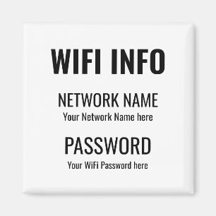 WiFi-information Enkel svart, typografiskt vit Magnet