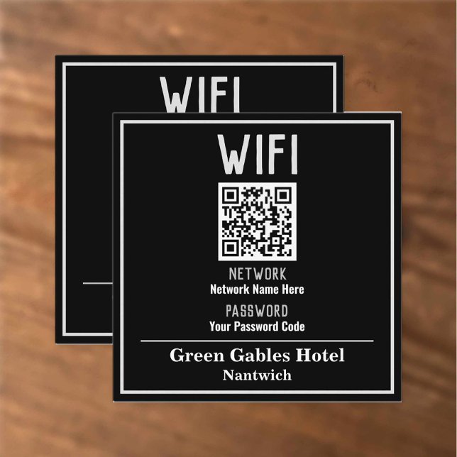 WiFi-instruktioner med QR-kod Fyrkantigt Visitkort (Skapare uppladdad)
