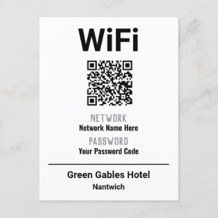 WiFi-instruktioner med QR-kod Meddelande Vykort