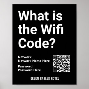 WiFi-instruktioner med QR-kod på en Poster