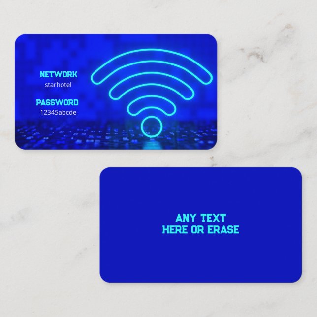 WiFi Internet-nätverk och lösenordsgäst Visitkort (Fram/baksida)