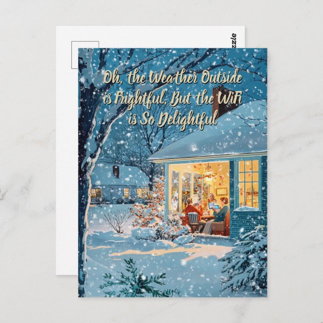 WiFi is So Delightful – Funny Christmas Postcard Vykort (Fram/baksida)