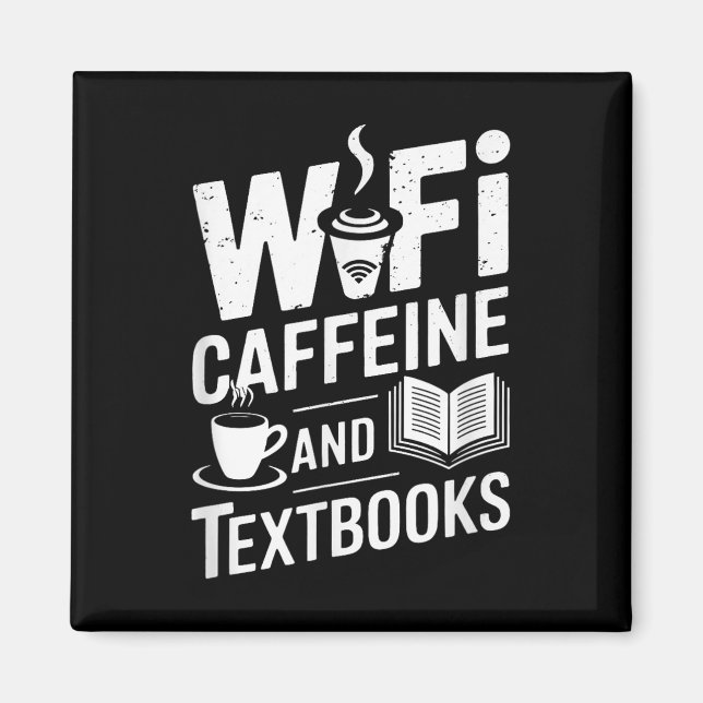 Wifi Kaffe Och Läroböcker  Magnet (Framsidan)