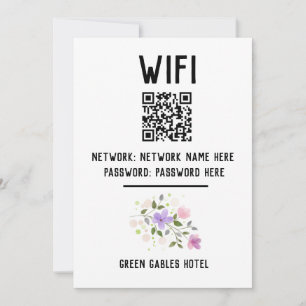 WiFi-kod med QR-kodutformning och Blommigt Julkort