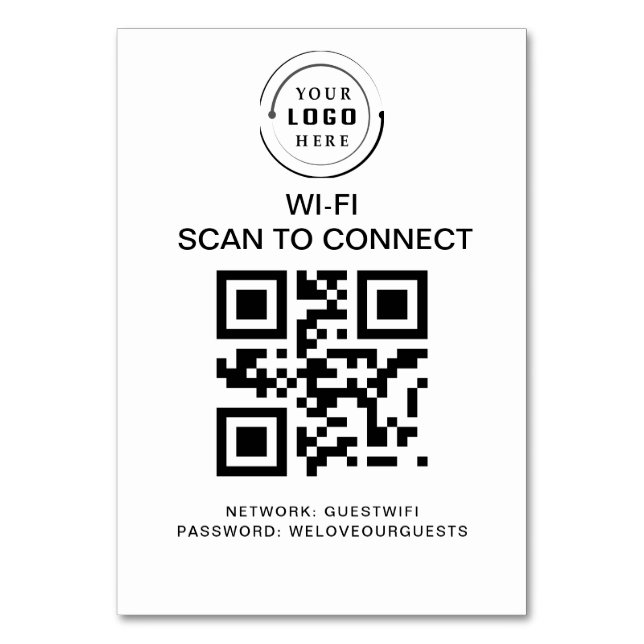 WiFi-lösenord | QR-kodsökning för anslutning Bordsnummer (Framsidan)