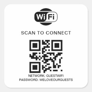 WiFi-lösenord   QR-kodsökning för anslutning Fyrkantigt Klistermärke