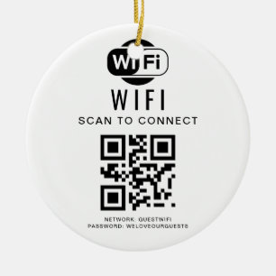 WiFi-lösenord QR-kodsökning för anslutning Julgransprydnad Keramik