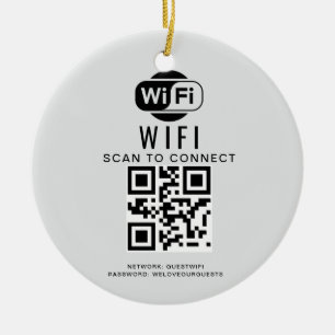 WiFi-lösenord QR-kodsökning för anslutning Julgransprydnad Keramik