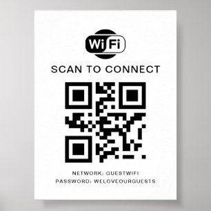 WiFi-lösenord QR-kodsökning för anslutning Poster