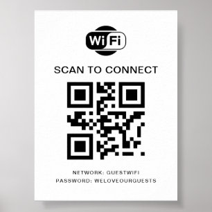 WiFi-lösenord QR-kodsökning för anslutning Poster