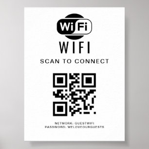 WiFi-lösenord QR-kodsökning för anslutning Poster