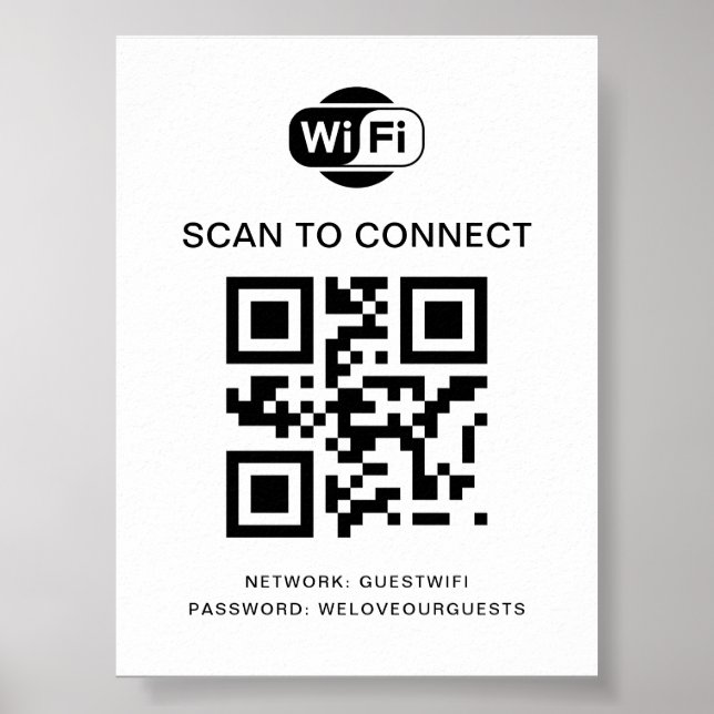 WiFi-lösenord | QR-kodsökning för anslutning Poster (Framsidan)