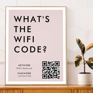 WiFi-lösenord Vad är WiFi-koden? QR-kodRosa Poster