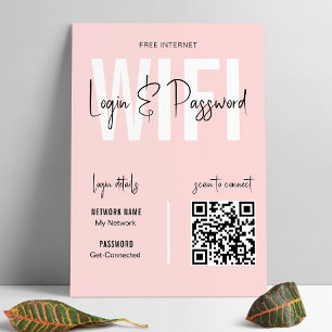 WIFI-lösenordsgenomsökning för kvinnlig Rosa QR-k Poster