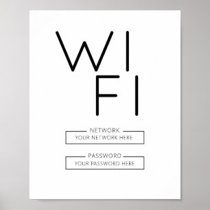 WiFi-lösenordsskylt hemma, på kontoret eller i för Poster