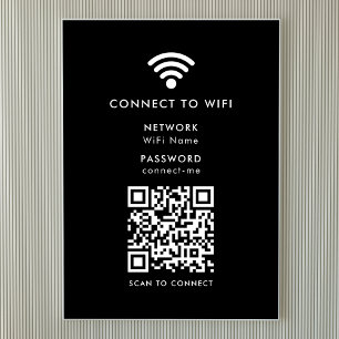 WiFi-nätverk   Lösenord för QR-kod, svart på Inter Poster