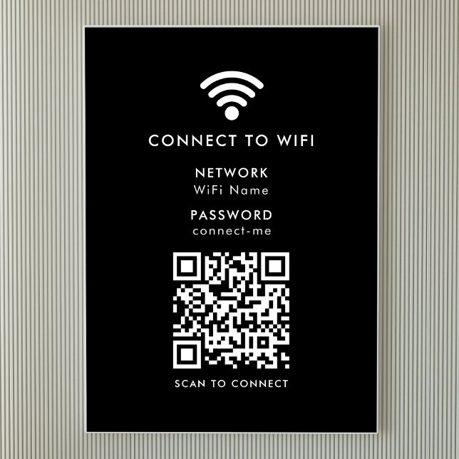 WiFi-nätverk | Lösenord för QR-kod, svart på Inter Poster (Skapare uppladdad)