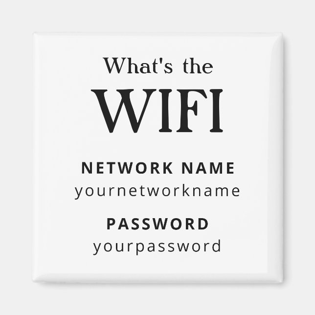 Wifi-nätverk och lösenord Butik Magnet (Framsidan)