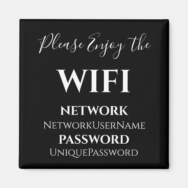 WiFi-nätverk och lösenord för elegant Magnet (Framsidan)