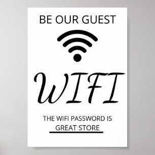 Wifi-nätverk och lösenord för företagsbutik poster