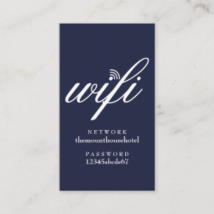 Wifi-nätverk och lösenord Navy Blue Gästkort Visitkort