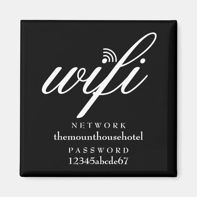 Wifi-nätverk och lösenords skylt magnet (Framsidan)
