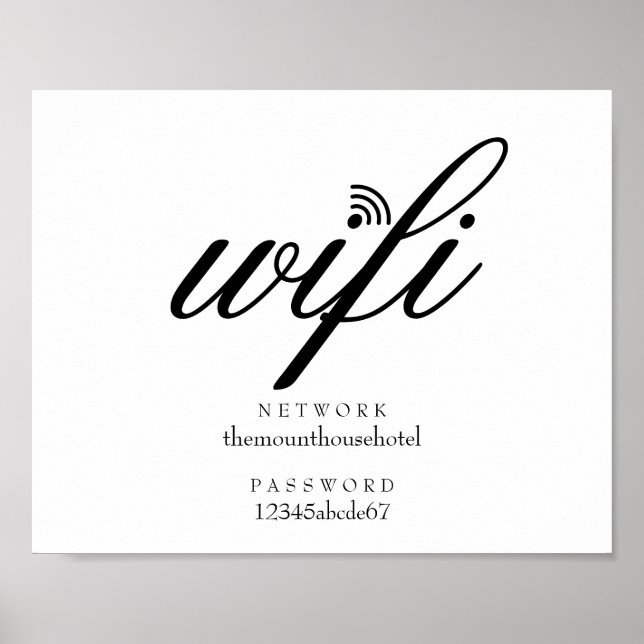 Wifi-nätverk och lösenords-skylt poster (Framsidan)