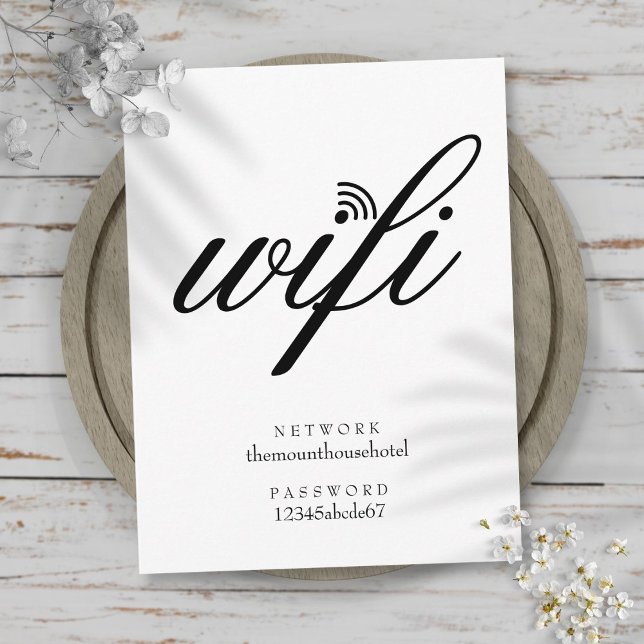 Wifi-nätverk och lösenords-skylt vykort (Wifi Network and Password Sign Postcard)
