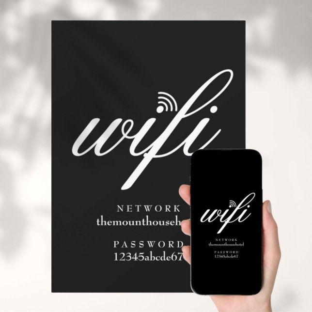 Wifi-nätverk och lösenords-skyltkort inbjudningar (Wifi Network and Password Sign Card)