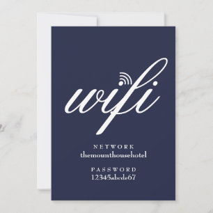 Wifi-nätverk och lösenords-skyltkort inbjudningar