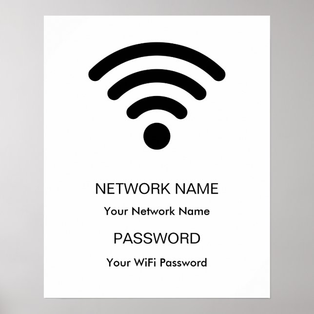 Wifi-nätverk och lösenordsvit med anpassningsbar poster (Framsidan)