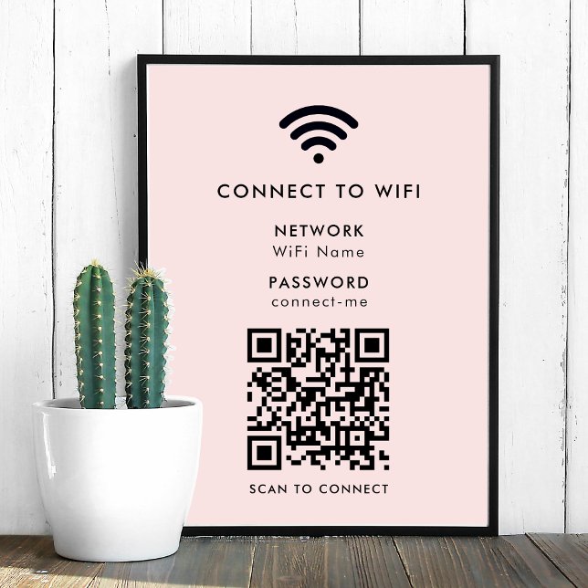 WiFi-nätverkets QR-kod Internetsökning för anslutn Poster (Wi-Fi poster print wall sign with interactive QR code, connecting visitors seamlessly to your WiFi)