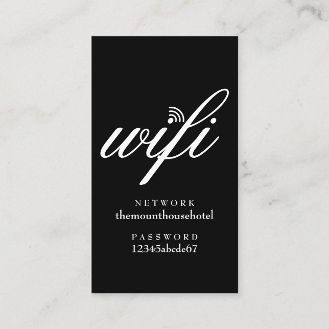 WiFi-nätverks- och lösenordsgästkort Visitkort (Framsida)