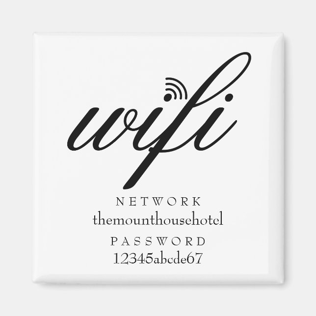 Wifi-nätverks- och lösenordssignatur magnet (Framsidan)