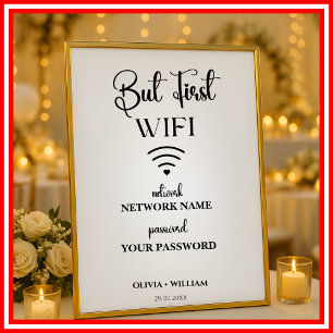 Wifi-nätverkslösenord Elegant Modern Bröllopsskylt Poster