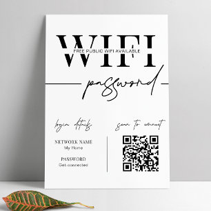 WIFI-nätverkslösenords QR-kod Svart & Vit Modern Poster