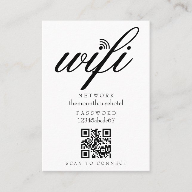 Wifi-nätverkslösenords QR-kod Visitkort (Framsida)