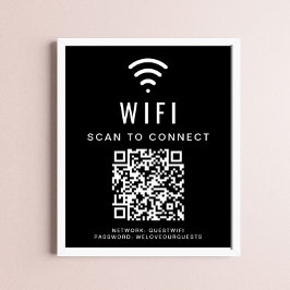 WiFi-nätverkssökning för att ansluta QR-kod svart Poster