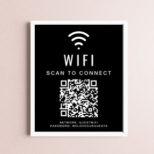 WiFi-nätverkssökning för att ansluta QR-kod svart Poster