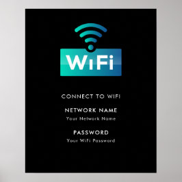 WiFi Network Connect Modern Black, förgrenade för  Poster