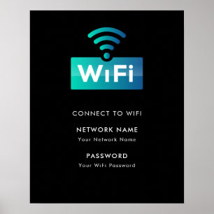 WiFi Network Connect Modern Black, förgrenade för Poster