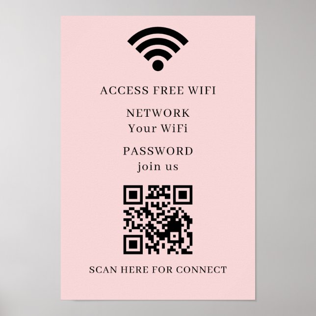 WiFi QR-kod Anslut Nätverksaffisch Tryck (Framsidan)
