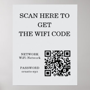 WiFi QR-kod Poster Grått - Sök efter åtkomst