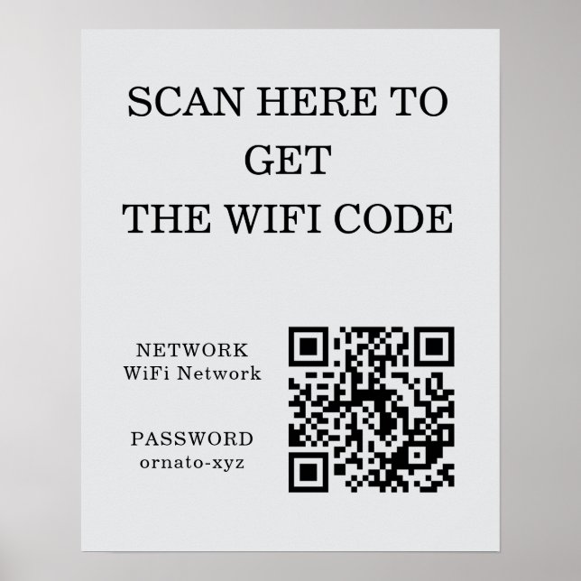 WiFi QR-kod Poster Grått - Sök efter åtkomst (Framsidan)