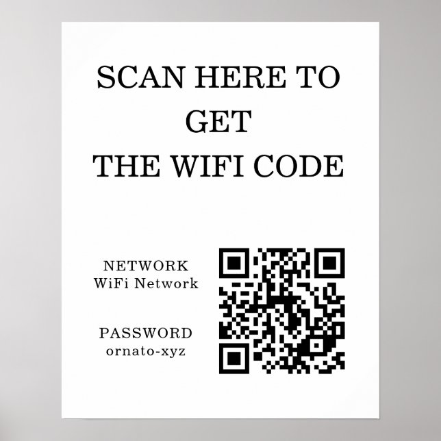 WiFi QR-kod vit Poster - Sök efter åtkomst (Framsidan)