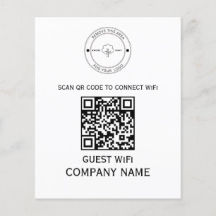 Wifi QR-kodlösenord och Network Namn White Flygblad