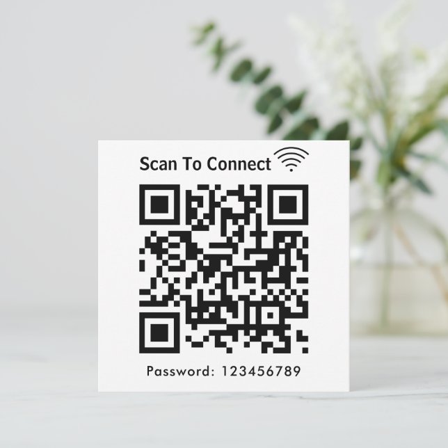 Wifi Scan to Connect Password Qr Code White Inbjudningar (Stående Fram)