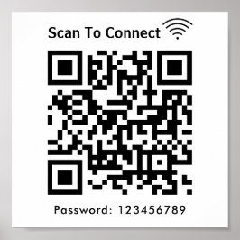 Wifi Scan to Connect Password Qr Code White Poster